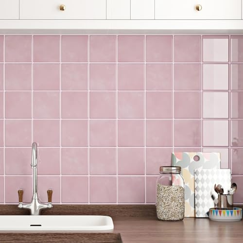 Yullpaper Rosa Klebefliesen Küche 3d Fliesenaufkleber Bad Pvc Fliesen Selbstklebend Badezimmer Fliesen überkleben Wandfliesen Selbstklebend Küche Rosa Wand Dekoration Wohnzimmer10 Stück 30 x 30cm