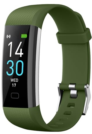 RORIOS Sportivo Smart Band per Uomo Donna Activity Tracker Braccialetto IP68 Impermeabile 16 Modalità Sport Fitness Orologio da Polso Intelligente Verde militare