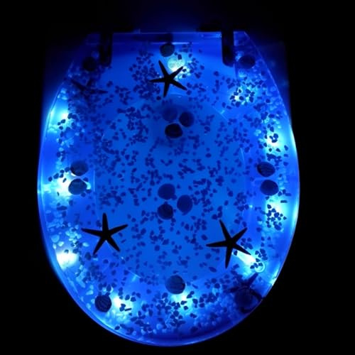 Serenitison Siège de Toilette en résine,siège de Toilette à lumière LED,Abattant WC avec Frein De Chute,avec charnières à démontage Rapide en Acier Inoxydable,Effets 3D,Convient aux Formes O,U,V