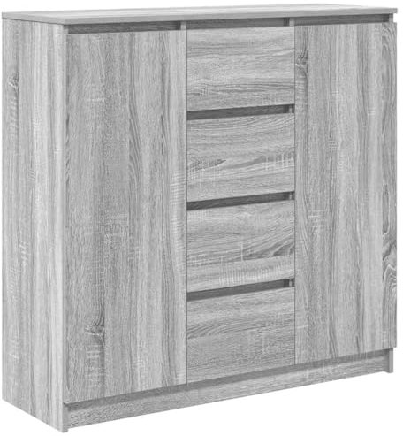 HETFTJN Mutfak Dolabı Vitrine de cuisine, armoire de pharmacien, buffet avec tiroirs, gris, sonoma 100,5 x 35 x 98,5 cm, pour bureau, salle de bain, cuisine, extérieur