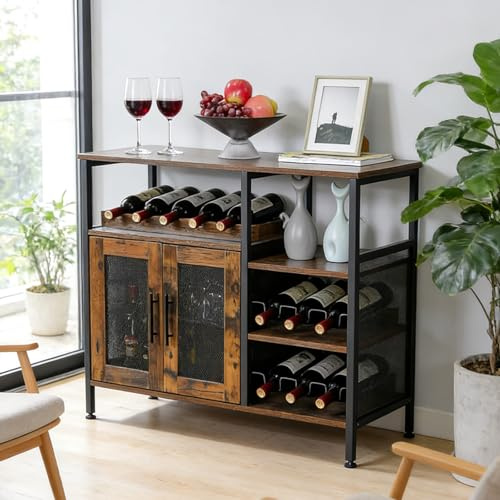 xixi-home Weinschrank Eckschrank Industrial Weinschränke aus Holz freistehende Weinregale，für Küche, Bar, Restaurant usw-Typ B