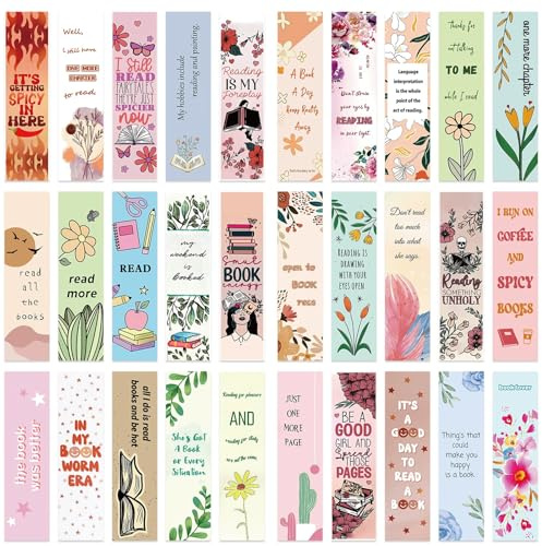 ASOMI 30 Stück Lesezeichen für Buchliebhaber, lustige Lesezeichen für Frauen, doppelseitiges Bücherwurm-Design, Geschenke für Buchliebhaber, Buchzubehör für Frauen