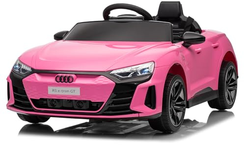 LEADZM Elektro Kinderauto mit Musik & Hupe & Scheinwerfer, 12V Kinder Elektroauto Kinderfahrzeug, 3-5km/h für Kinder (Rosa)