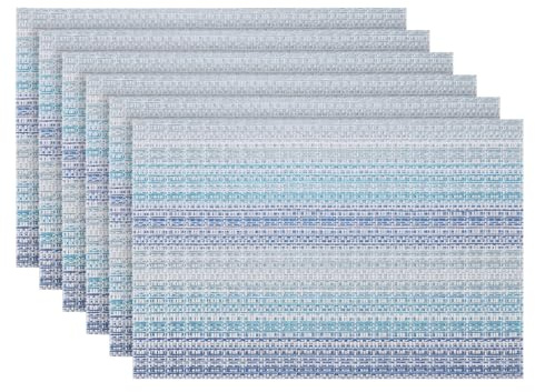 Komforbaa Rectangular Salvamanteles Lavables,Juego de 6 Manteles Individuales,Tapet Reutilizables y Resistentes para Mesa, Comedor, Hogar Azul