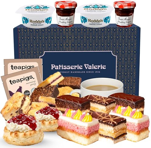 Patisserie Valerie Afternoon Tea Hamper for 2, Indulgence Gift Set | Cake & Scone Selection, Fudge Brownies, Clotted Cream & Strawberry Jam, Tea Bags, Handmade Since 1926