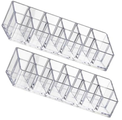 VALICLUD 2 pezzi Organizer Trasparente in Plastica Resistente Portarossetti Doppio Scomparti Trucchi Bagno per Lipstick e Lipgloss Cosmetici Durevole e