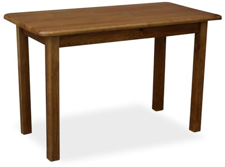 Metdrew Holzküchentisch | Kiefernholz | Tisch für 4 Personen | Rechteckig | Wohnzimmertisch | Esstisch aus Holz | Tischplatte mit abgerundeten Kanten | Maße: 120x60 | Farbe: Rustikale Eiche