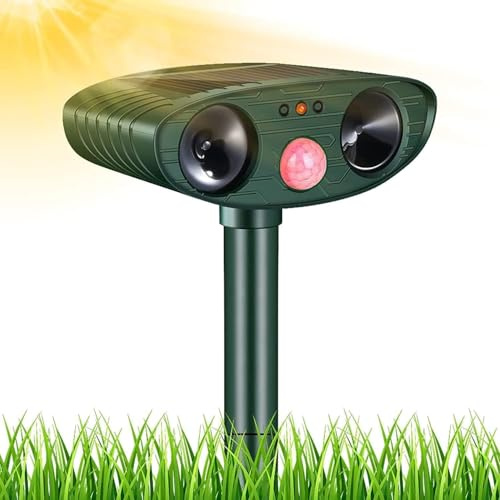 Répulsif Chat Ultrason, Repulsif Chat Solaire & Répulsif Ultrason Anti Rongeurs Étanche, Repulsif Chat Exterieur avec Détecteur de Mouvement pour Anti Chats Chiens Souris Animaux Sauvages