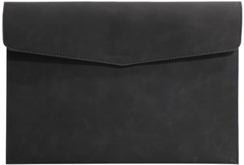 Dokumentenmappe Leder A4 Leder Aktenordner Einfache Dokumententasche mit großer Kapazität Aktentasche Datenvertragsrechnung Büropapier-Organizer(Black)
