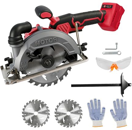 Akku Kreissäge kompatibel mit Milwaukee M 18V Akku, 6'' Bürstenlose Mini-Kreissäge Handkreissäge max. Schnitttiefe 50mm Sägeblatt-ø 150mm Neigungseinstellung 0-45°(Ohne Akku)