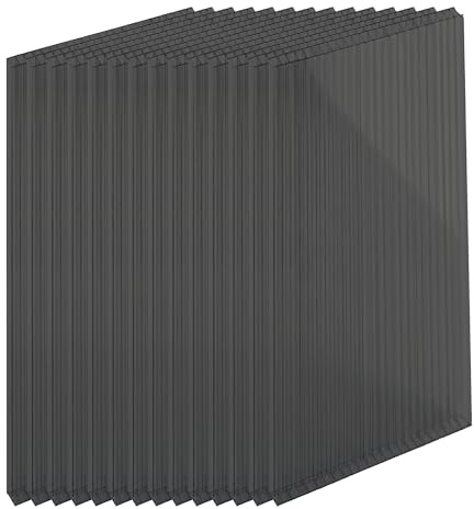Relaxdays Doppelstegplatten 14er Set, Hohlkammerplatten 6mm, für Gewächshaus, HB: 121x60,5 cm, Polycarbonat, anthrazit