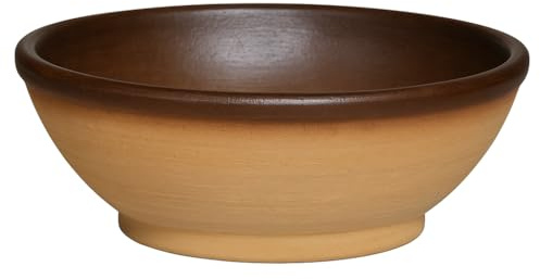 K&K große Bonsaischale/Pflanzschale Flach 38x16 cm aus hochwertiger robuster Keramik Outdoor frostbeständig (Natur)