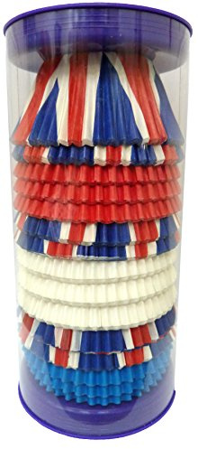 Scrumptious 180PC Red, White and Blue Mix Greaseproof Paper Cupcake Cases for Baking - 65GSM Paper - Ideal for Royal Muffins & Cupcakes