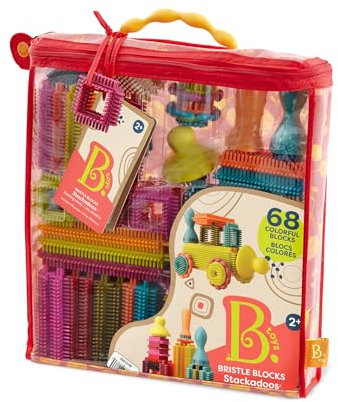 B. toys - Borstenblock Stackadoos - 68-teilig - Bauklötze für Kinder - 68 Spielzeugblöcke in einer Aufbewahrungstasche - STEM-Spielzeug - Weiche und ineinander greifende Blöcke - 2 Jahre +