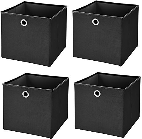 StickandShine 4er Set Schwarz Faltbox 28 x 28 x 28 cm Aufbewahrungsbox faltbar