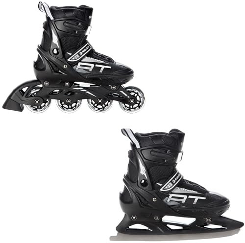 RAVEN Profession 2in1 Schlittschuhe Inlineskates Inliner für Kinder und Erwachsene verstellbar (Black, 38-42 (25cm-27,5cm))