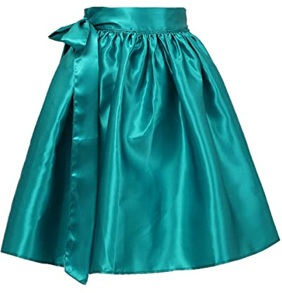 BPURB Waist Apron Satin Waitress Apron Kitchen Cleaning German Dirndl Half Apron Green (M)