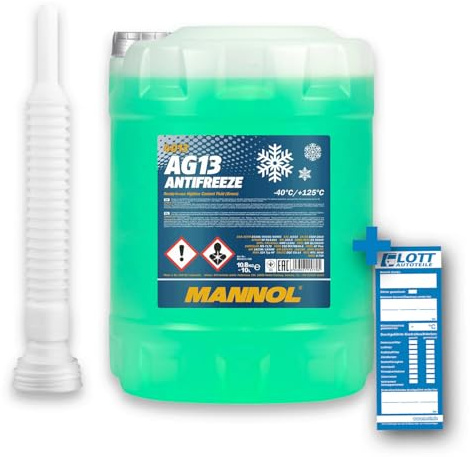 MANNOL 10L Antifreeze Kühlmittel Kühlerfrostschutz grün AG13 bis -40°C + Auslaufschlauch