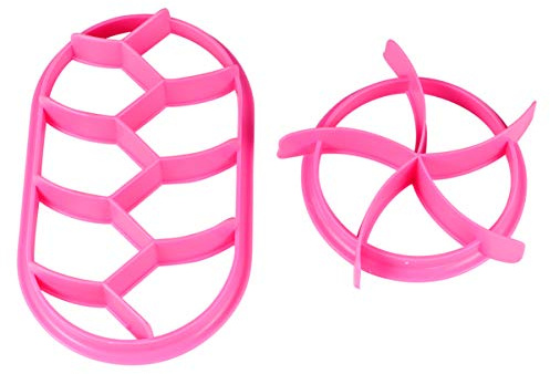 Cabilock Cortador de galletas de plástico de 2 piezas, molde para hornear, panecillo, prensa, galleta, molde para pan DIY, sello para pan, molde para pan para el hogar 16X9cm Rosa.