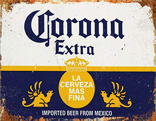 BigBazza Vintage Advertising Wall Tin Plaque 20x15cm - Pub Shed Bar Man Cave Home Bedroom Office Kitchen Gift Metal Sign - Mexico Corona Beer Lager Extra inspired
