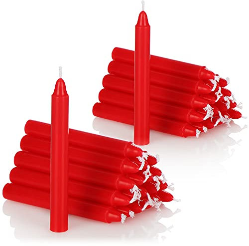 COM-FOUR® 40X Baumkerzen aus Wachs - Weihnachtsbaumkerzen, Christbaumkerzen, Pyramidenkerzen für Weihnachten - Kerzen klein - Ø 11 x 105 mm (40 Stück - rot)