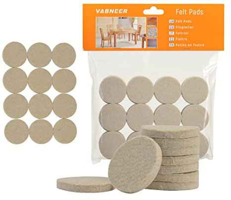 VABNEER 48 Pieces Felt Pads, 40 mm Beige Self-Adhesive Floor Protector Felt Pad, 5 mm Thick, Furniture Pads for Furniture Feet (Round, 40 mm)