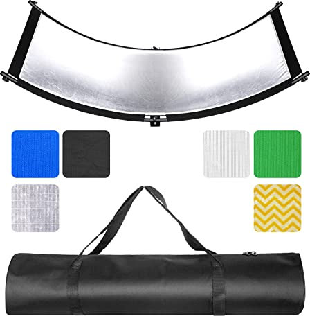 NEEWER Clamshell Light Reflector, 66 x 24 Curved Photography Lighting Reflector Black Silver White Gold Chromakey Green Blue (Stand Not Included)