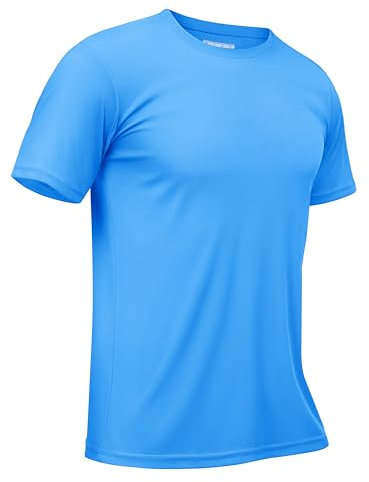TACVASEN Herren Rashguard Sport T-Shirt UV Schwimmshirt Schnelltrocknendes Laufshirt Sommer, Azurblau, L
