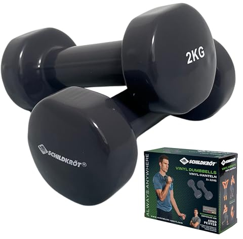 Schildkröt Vinyl Hanteln I ideal für Gymnastik-, Aerobic- und Fitness-Training I zwei gummierte Hanteln I 0,5kg - 3,0kg in Grün & Anthrazit