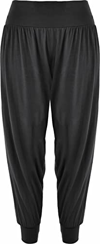 Crazy Girls Womens Hareem Trouser Ladies Plain Baggy Harem Ali Baba Casual Pants, Black Plain, SM (UK 8-10)