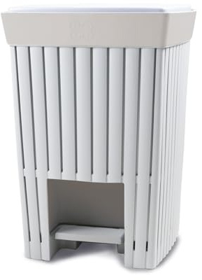 Ecoplast | Pattumiera con Pedale 6 Litri Doga, Cestino Spazzatura in Plastica Riciclata, Colore Bianco, 19x19x31, Made in Italy