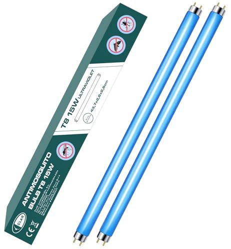 CLAR - Tubos Fluorescentes UV, Bombilla Antimosquitos Ultravioleta, Lamparas Luz UV, Lampara de Luz Ultravioleta 43,7 x 2,6 cm (15 Watts T8, Pack 2)