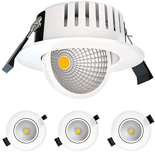 linovum 4er Set Deckenspots ATOA 360° schwenkbar IP65 Wasserschutz mit 3-Farbmodi 3000/4200/6000K, dimmbar weiß rund 6W