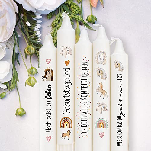 ilka parey wandtattoo-welt Kerzensticker Kerzentattoos Tattoofolie Geburtstag Happy Birthday Pferd Pferde für Kerzen oder Keramik A4 Bogen DIY Stickerbogen kst72