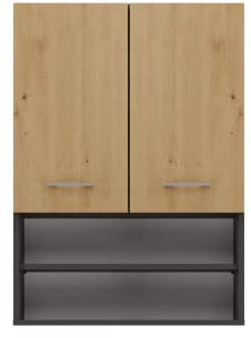 CDF Waschmaschinenschrank Pola Mini DK | Farbe: Anthrazit - Eiche Artisan | Moderner Schrank über der Waschmaschine | Ablagefläche | Geräumige Einlegeböden | Einfache Montage