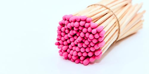 REHGLÜCK Schwarzwald, Aprox. 100 coloridas cerillas de 10 cm de largo, también adecuadas como recambio para nuestras elegantes botellas decorativas (color de la cabeza del fósforo: magenta)
