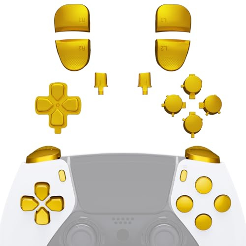 eXtremeRate Tasti Compatibile con ps5 Edge Controller,D-Pad Trigger R1 L1 Grilletti R2 L2 Pulsante Share Option Ricambio per ps5 Edge Joystick(Senza Joypad)-Oro Cromo