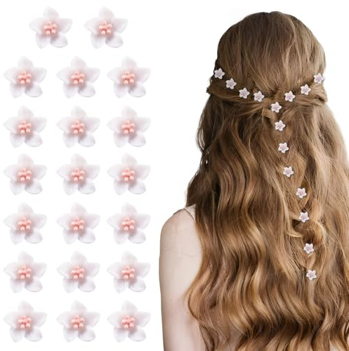 Dalababa Lot de 20 mini pinces à cheveux en forme de fleur de lys pour femmes, filles, fête, mariage, quotidien, blanc