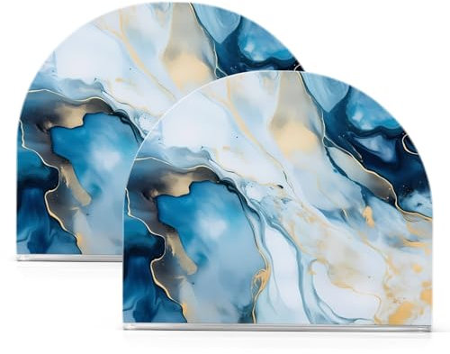 Serviettenhalter aus Marmor in Blau / Weiß, Papierserviettenständer für Tischservietten, Aufbewahrungsspender für Küche, Restaurant, Bar, 2 Stück