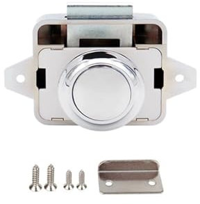 Schließzylinder für Schubladen Knopf Camper Auto Push Lock Durchmesser 20/26 mm RV Wohnwagen Boot Reiseanhänger Schubladenriegel Schlüsselloses Schrankschloss Möbelbeschläge (Color : Large-Silver)