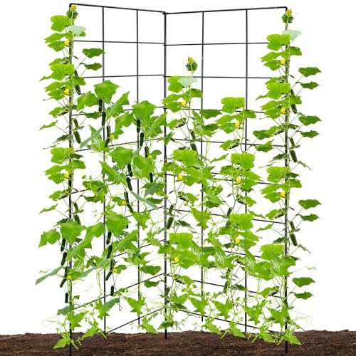 59 H x 31 L Foldable Cucumber Trellis for Climbing Plants,Two Panel Frame Garden Trellis,Raised Bed Vegetables Trellis for Bean,Peas,Grape,Cucumber,Fruit,Flower