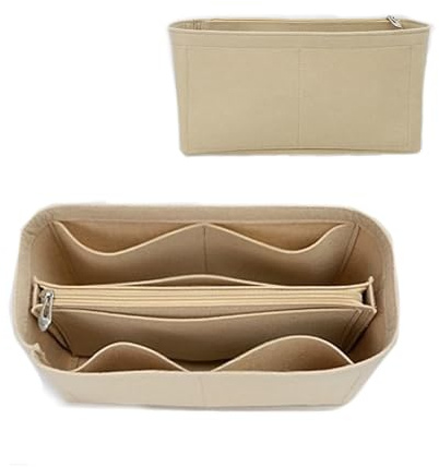 Mausouca Organiseur de sac à main en feutre avec fermeture éclair, insert de rangement pour femme, parfait pour fourre-tout Carry Call Neverfull (beige, taille S)
