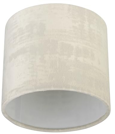 REV Pantalla en Aspecto Vintage - Para Lámpara de Mesa, Colgante y de Pie, Diámetro 14 cm, Redonda, Color Blanco Ártico