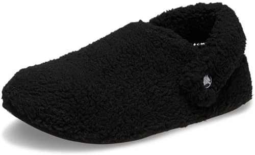 Crocs Unisex-Adult Classic Cozzzy Slipper, Fuzz Lined House Slippers for Women and Men, Black, 9 Women/7 Men