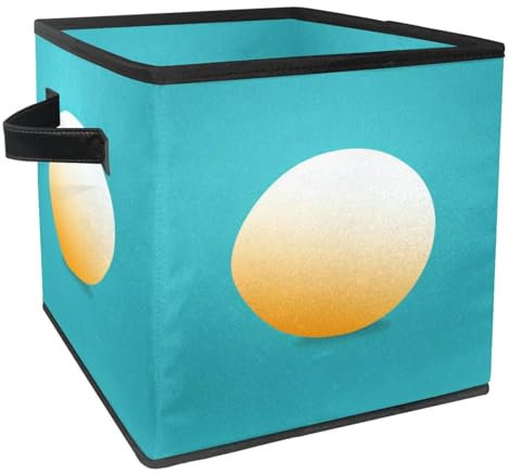 YTYVAGT Borse portaoggetti,contenitori portaoggetti pieghevoli con maniglia,1-Pc,Uovo fritto in stile cartone animato