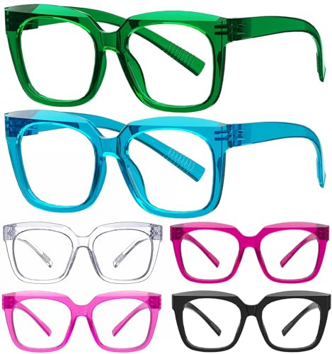Eyekepper Paquete de 6 gafas de lectura con bisagra de muelle sin metal y sin tornillos de gran tamaño