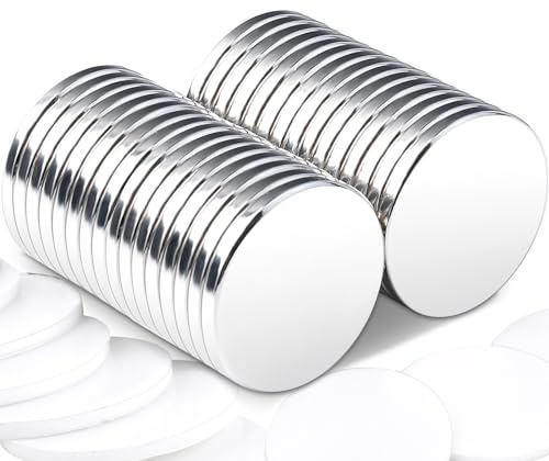 30 Stück Neodym Magnete Extra Stark 20x2mm,Magnete Stark für Magnettafel, selbstklebend Magnet Klein Rund mit Doppelseitigem Klebstoff für Whiteboard Küche, Basteln, Büro
