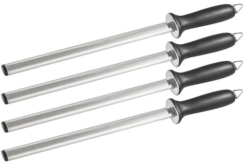 TokioKitchenWare Messer Schärfwerkzeug: 4er-Set Diamant-Wetzstähle, 29 cm (Messer Schärfstäbe, Schleifstäbe für Keramikmesser)