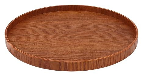 Qukaim Couchtisch Tablett Holz Serviertablett 30.0 cm Rund Holz Teetablett für Café Büro Esstisch Dunkelbraun Multifunktionales Design