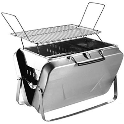 Barbecue à Charbon Portable en Acier Inoxydable Pliable pour Barbecue, Argent